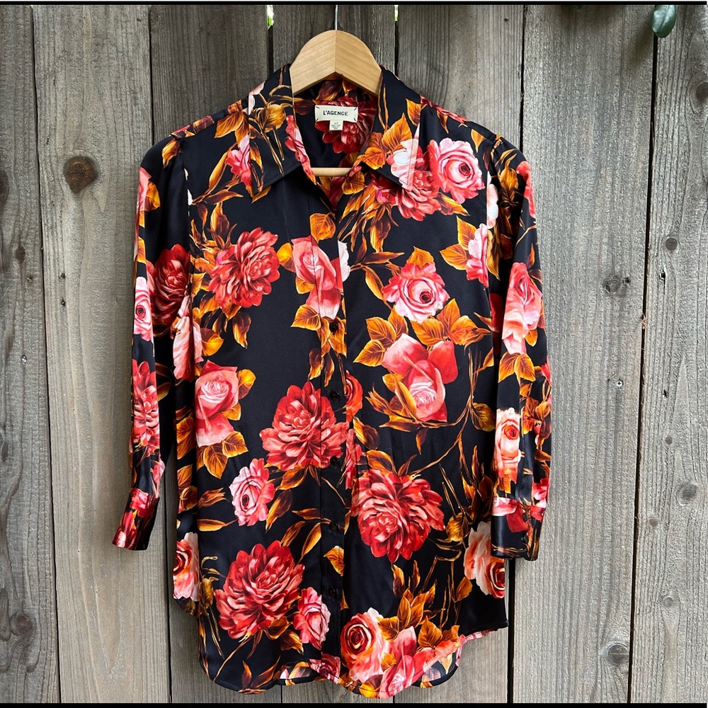 L’AGENCE Silk Charmeuse Blouse